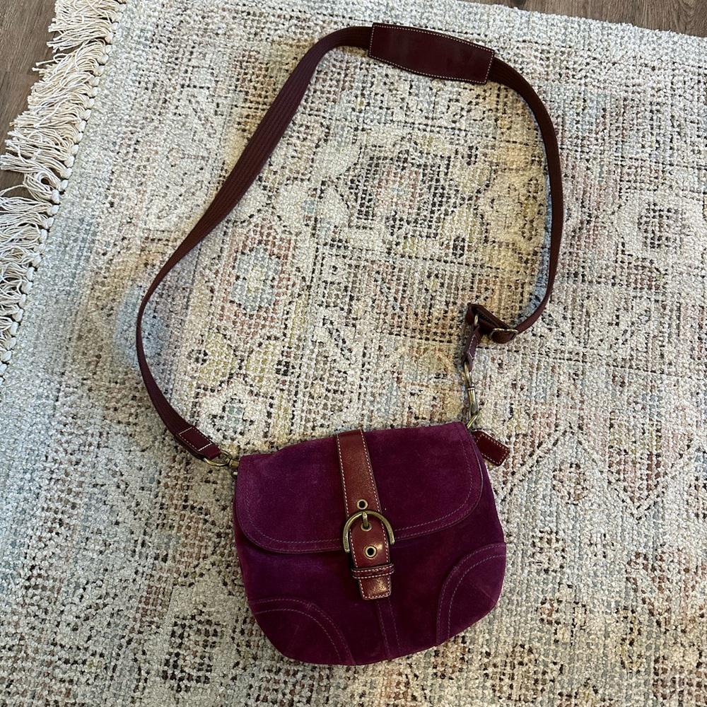 Coach Vintage Burgundy Suede Crossbody Bag